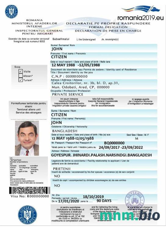 Romaniae - szablon wizowy ze wszystkimi czcionkami